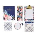 Pen+Gear Stationery Gift Sets, Navy Floral, Ruled Paper, Journal, Notepad, Sticky Notes