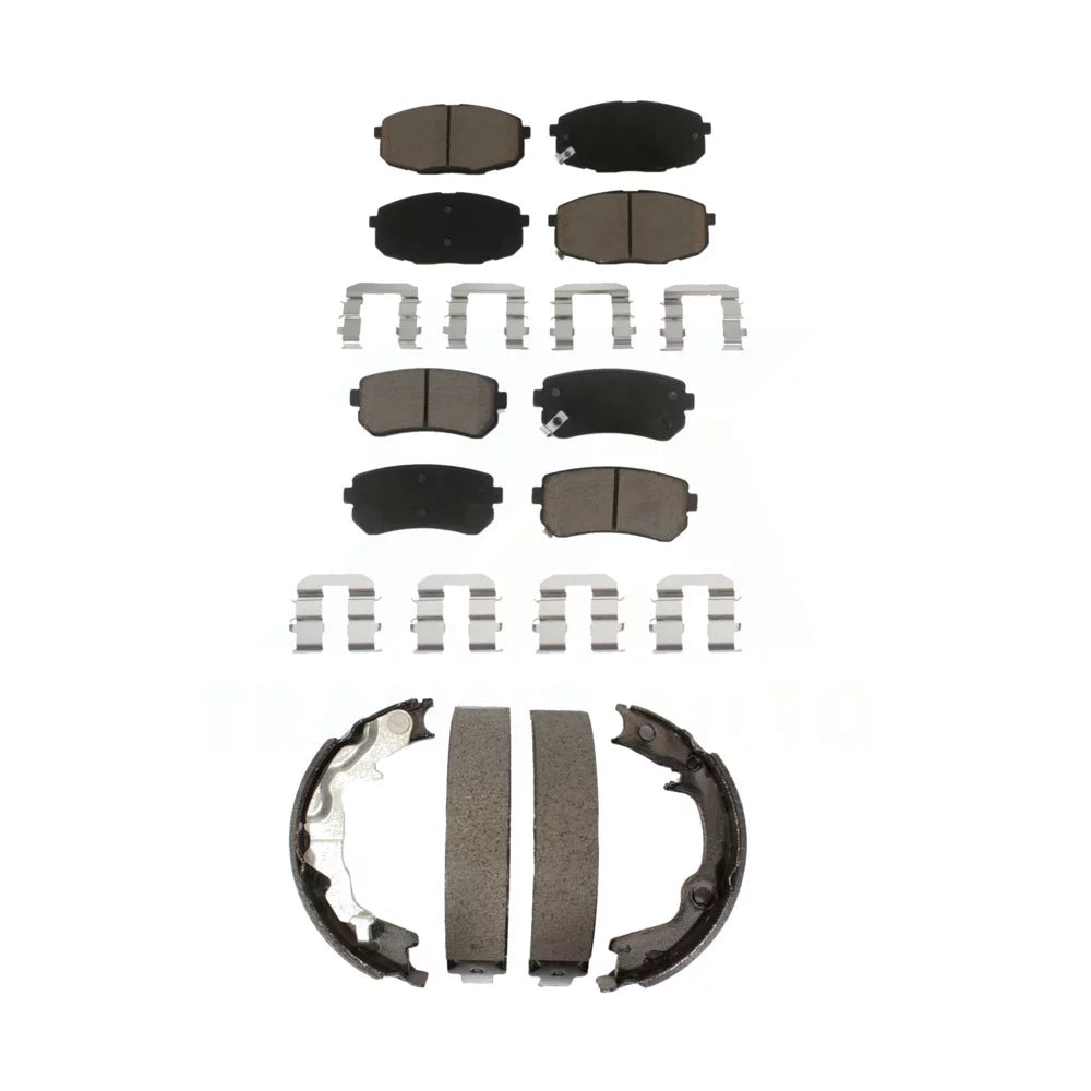 Transit Auto Front Rear Ceramic Brake Pads And Parking Shoes Kit For 2010-2013 Kia Forte Koup KCN-100274