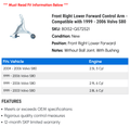 Front Right Lower Forward Control Arm - Compatible with 1999 - 2006 Volvo S80 2000 2001 2002 2003 2004 2005
