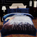 NC Warm Flannel Fleece Sherpa Blanket For King Bed 3 Piece,Printed Borrego Blanket,79x91