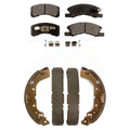 Transit Auto - Front Rear Semi-Metallic Brake Pads And Drum Shoes Kit For 2014-2015 Mitsubishi Mirage KFN-100213