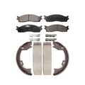 Transit Auto - Front Rear Ceramic Brake Pads And Parking Shoes Kit For Dodge Ram 1500 2500 3500 KTN-100374