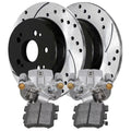 AutoShack Rear Brake Calipers Ceramic Pads Drilled Slotted Rotors Black Kit Driver and Passenger Side Replacement for 1998 1999 2000 2001 2002 Honda Accord 3.0L V6 FWD