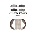 Transit Auto - Front Rear Semi-Metallic Brake Pads And Drum Shoes Kit For 2004-2010 Toyota Sienna KFN-100180