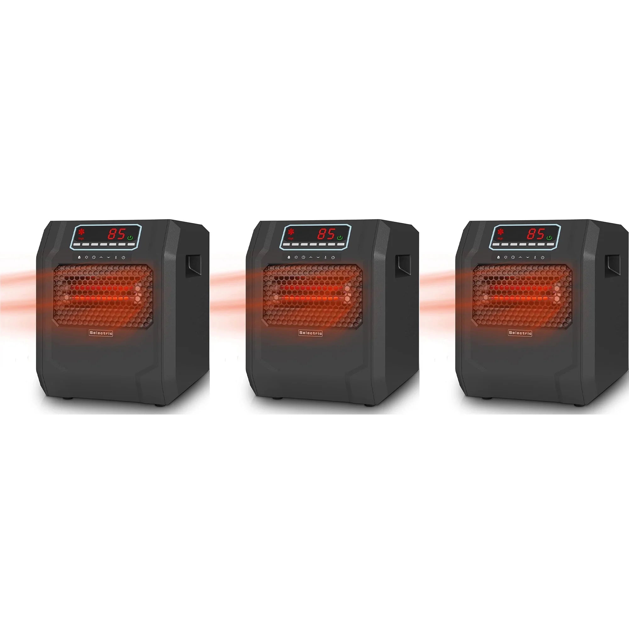 VOLTORB Electric Radiant Space Heater w/3 Heat Settings, Black (3 Pack)
