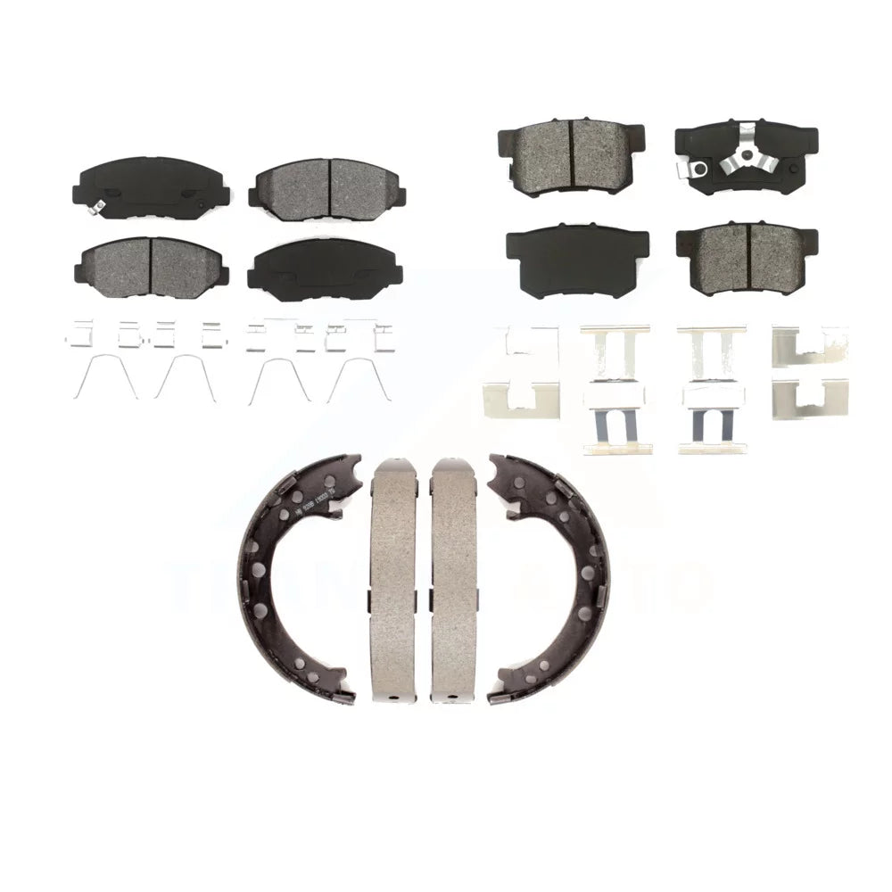 Transit Auto - Front Rear Semi-Metallic Brake Pads And Parking Shoes Kit For 2012-2016 Honda CR-V FWD KSN-100649