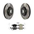 Transit Auto - Front Coated Drilled Slotted Disc Brake Rotors And Semi-Metallic Pads Kit For Volkswagen Passat Tiguan Audi Q3 Quattro Limited KDA-100277