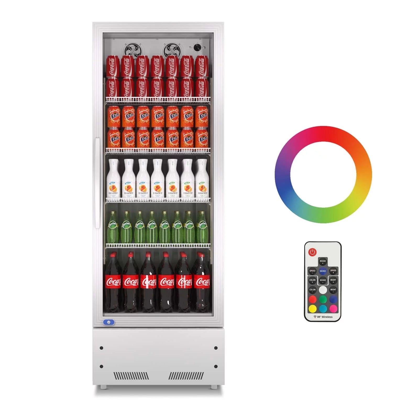 24 in. Merchandiser Refrigerator Display Glass Door Commercial Refrigerator 16.5 Cu.ft LED Lighting Silver
