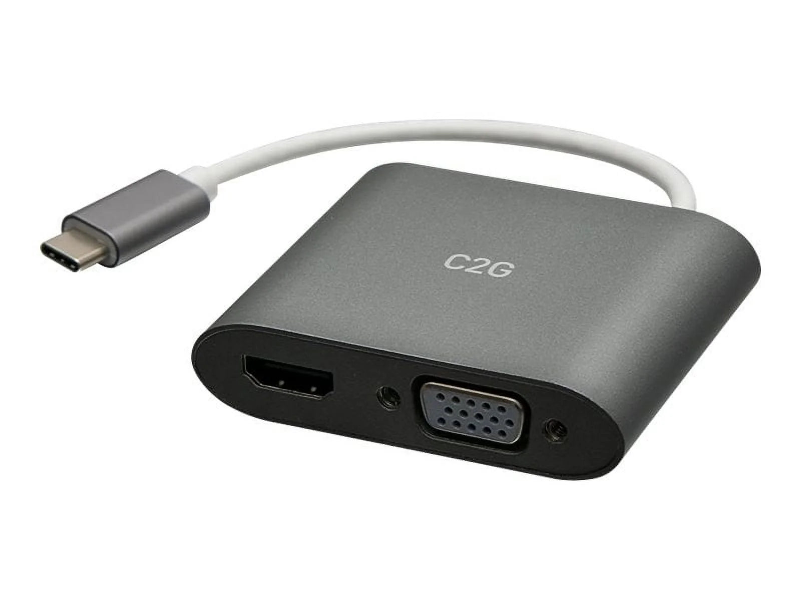 C2G C2G USB C to HDMI & VGA Dual Monitor Adapter, 4K 30Hz, White