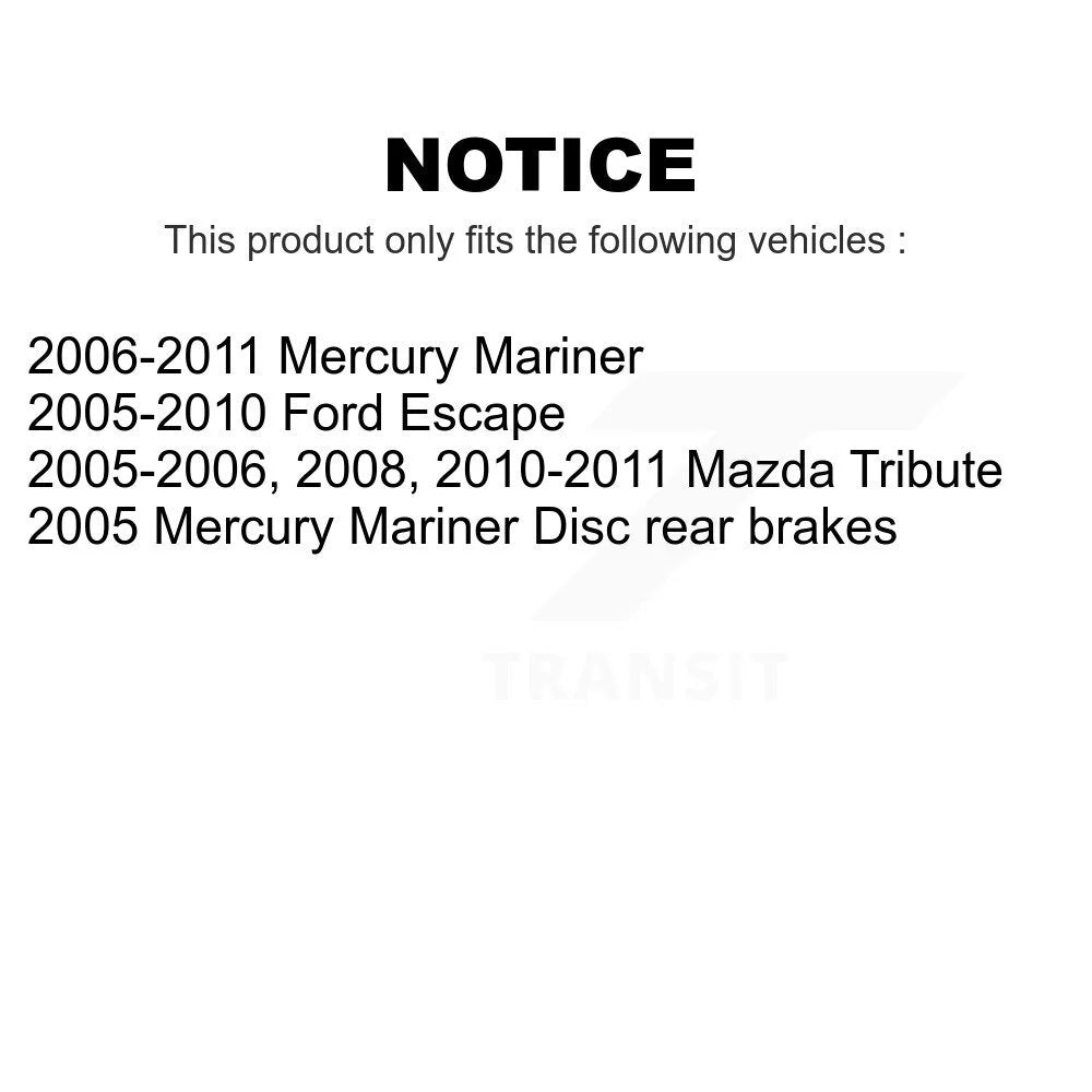 Transit Auto - Rear Disc Brake Rotors And Semi-Metallic Pads Kit For Ford Escape Mercury Mariner Mazda Tribute K8A-100583