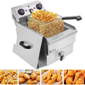 Electric Deep Fryer with Basket, 11.8L 1700W Stainless Steel Faucet Single Tank Deep Fryer Cooking Equipment, Home/Commercial Kitchen Countertop Fryer, for Restaurants, Cafes, Snack Bar
