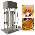 Commercial Doughnut Baking Machine Electric Spanish Churro Maker Stainless Steel Vertical Commercial Electric 15L Spanish Doughnuts Churro Maker Machine + 4*Mold Doughnut Machine Stainless + 4*Mold