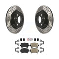 Transit Auto - Rear Coated Drilled Slotted Disc Brake Rotors And Ceramic Pads Kit For Volkswagen CC Jetta Tiguan Passat Audi GTI A3 Eos Limited Quattro KDA-101914