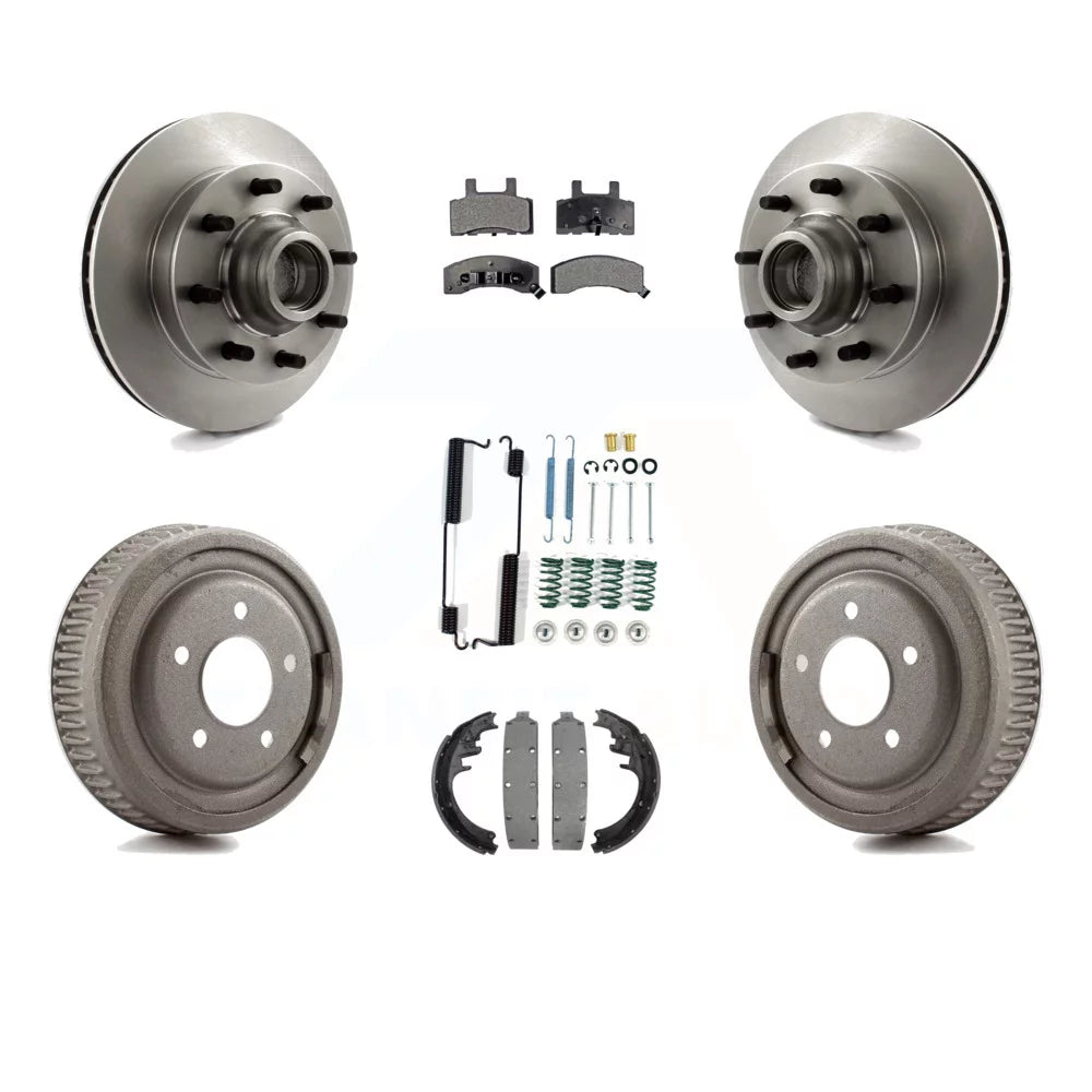 Transit Auto - Front Rear Disc Brake Rotors Hub Assembly Ceramic Pads And Drum Kit (7Pc) For 1998-1999 Chevrolet C1500 Suburban DIESEL engine With 10 Diameter K8T-103178