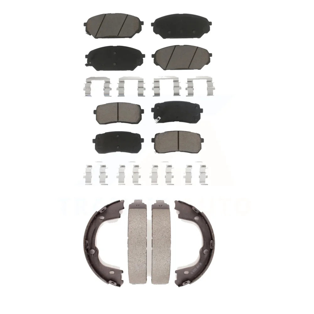 Transit Auto Front Rear Ceramic Brake Pads And Parking Shoes Kit For 2007-2012 Hyundai Veracruz KCN-100009