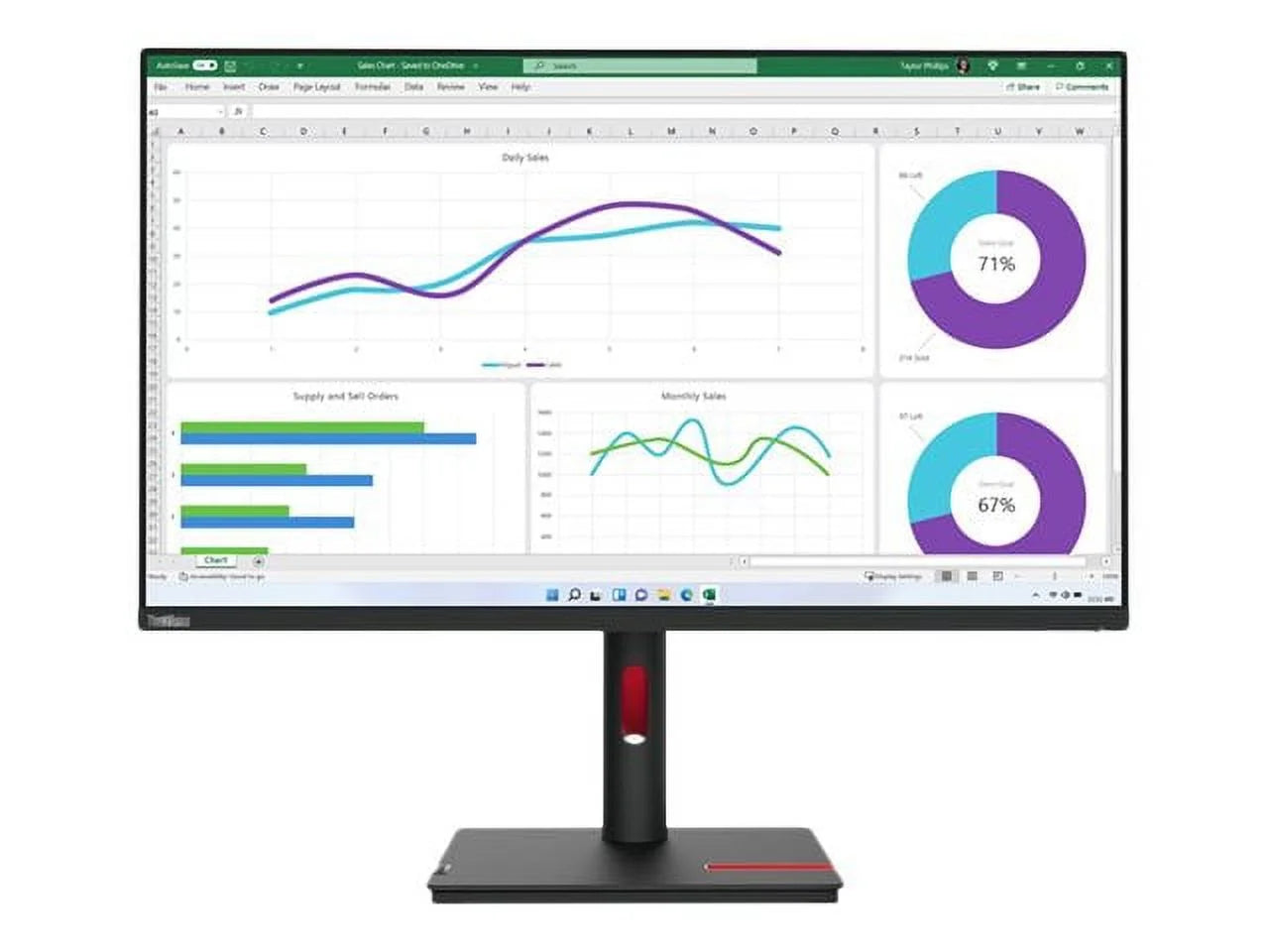 Lenovo ThinkVision T32p-30 32 Class 4K UHD LED Monitor, 16:9, Raven Black