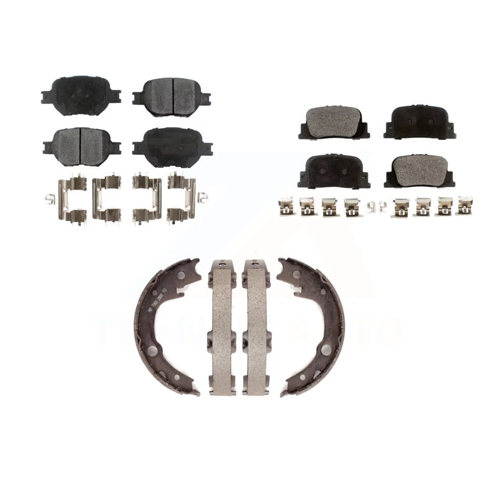 Transit Auto - Front Rear Ceramic Brake Pads And Parking Shoes Kit For 2005-2010 Scion tC KTN-100811