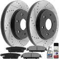 JADODE Brake Rotors Rear 345mm Drilled & Slotted Brake Rotor & Brake Pad kit Including CLEANER DOT4 FLUID Replacement for Chevrolet Silverado 1500 Tahoe Avalanche Suburban, GMC Sierra 1500 Yukon XL