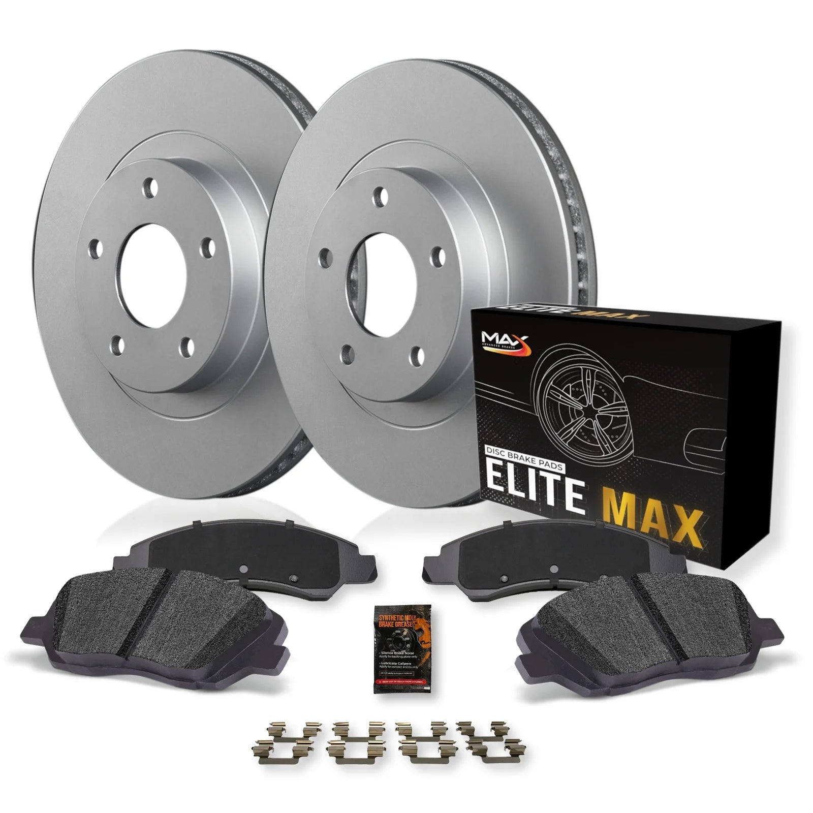 Max Advanced Brakes - Brake Kit for 2002 2003 Honda Civic, 2001-2005 Acura EL Rear Replacement Geomet Coated Disc Brake Rotors and Ceramic Brake Pads