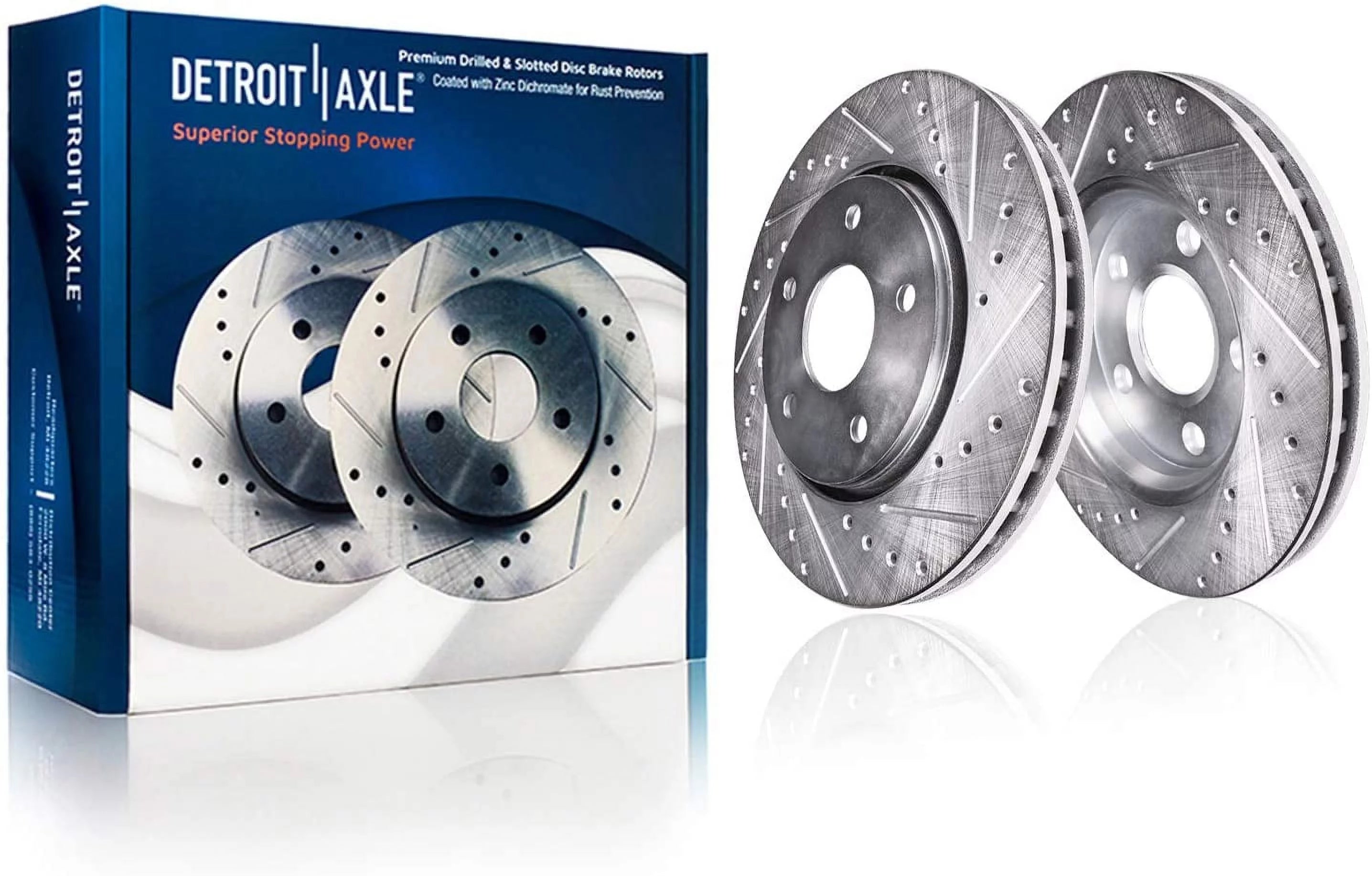 Detroit Axle - 305mm Front Drilled & Slotted Disc Brake Rotors Replacement for Volvo S60 S80 V70 XC70 Fits select: 2004-2009 VOLVO S60 2.5T, 2004-2006 VOLVO S80 2.5T