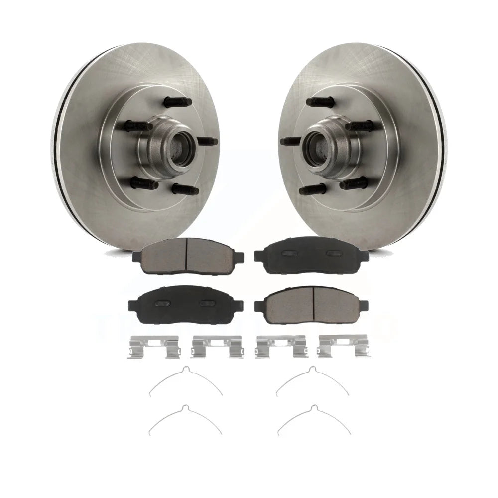 Transit Auto - Front Disc Brake Rotors Hub Assembly And Ceramic Pads Kit For 2004 Ford F-150 RWD With 5 Lug Wheels K8C-102692