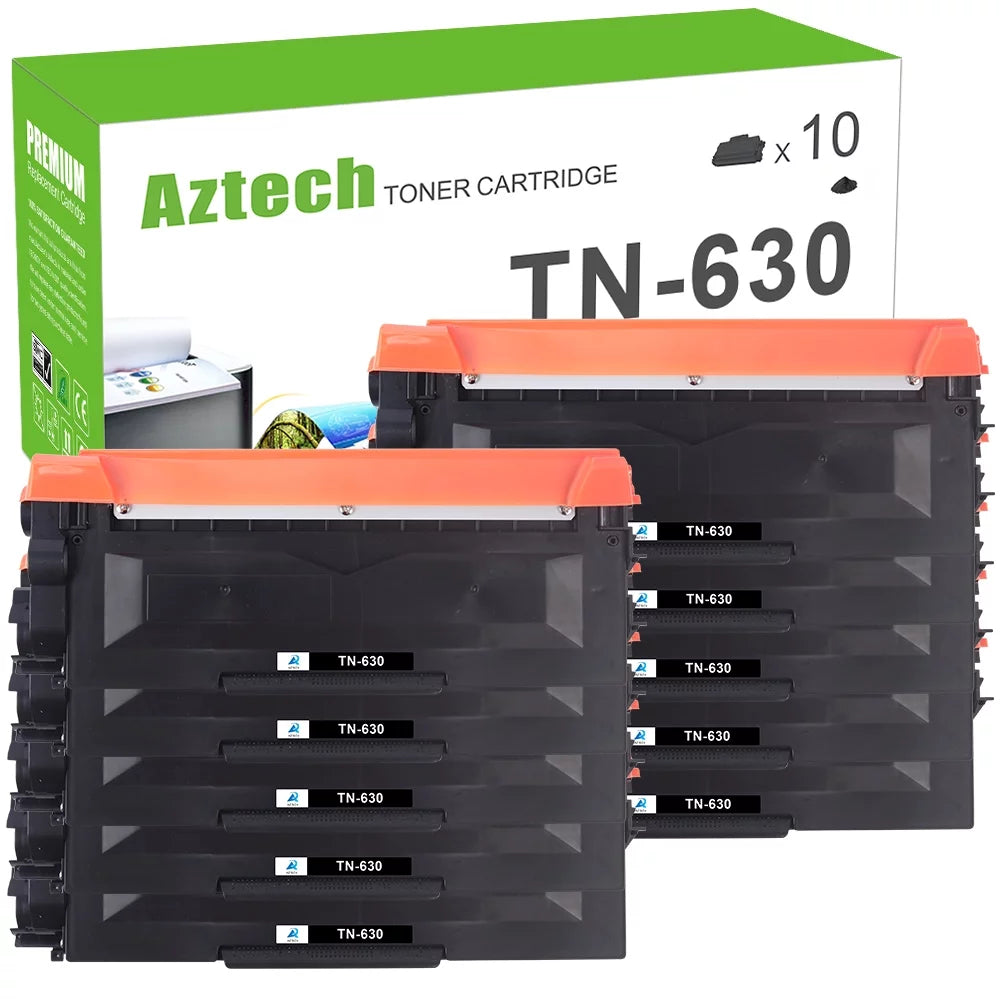 AAZTECH 10-Pack Compatible Toner Cartridge for Brother TN-630 TN630 TN 630 Printer Ink (Black)