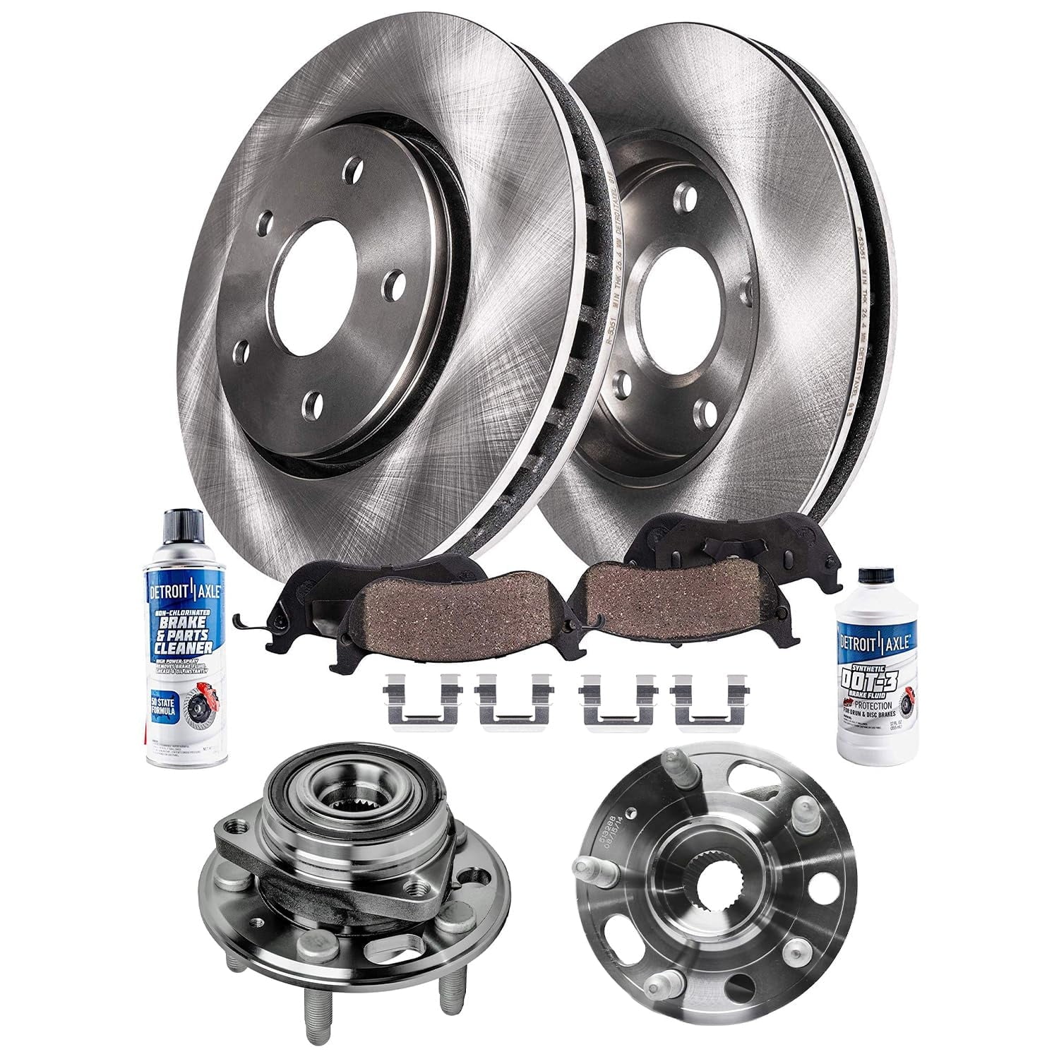 Detroit Axle - Front Wheel Bearing Hub Assemblies and 321mm Brake Kit Rotors w/Ceramic Pads for 10-16 Buick LaCrosse - [11-16 Regal] - 10-16 Chevy Equinox - [14-17 Impala] - 13-15 Malibu