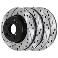 AutoShack Front and Rear Drilled Slotted Brake Rotors Black Set of 4 Replacement for 2005 2006 2007 2008 2009 2010 2011 2012 Honda Accord 2.4L 3.0L 3.5L V6 FWD PR41481PR41277