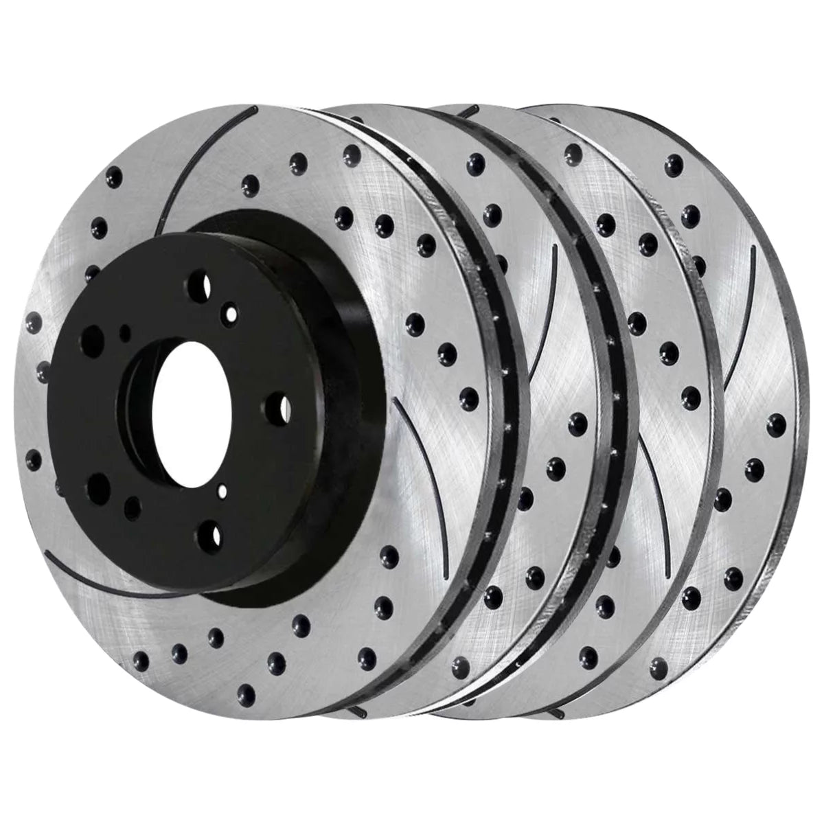 AutoShack Front and Rear Drilled Slotted Brake Rotors Black Set of 4 Replacement for 2005 2006 2007 2008 2009 2010 2011 2012 Honda Accord 2.4L 3.0L 3.5L V6 FWD PR41481PR41277
