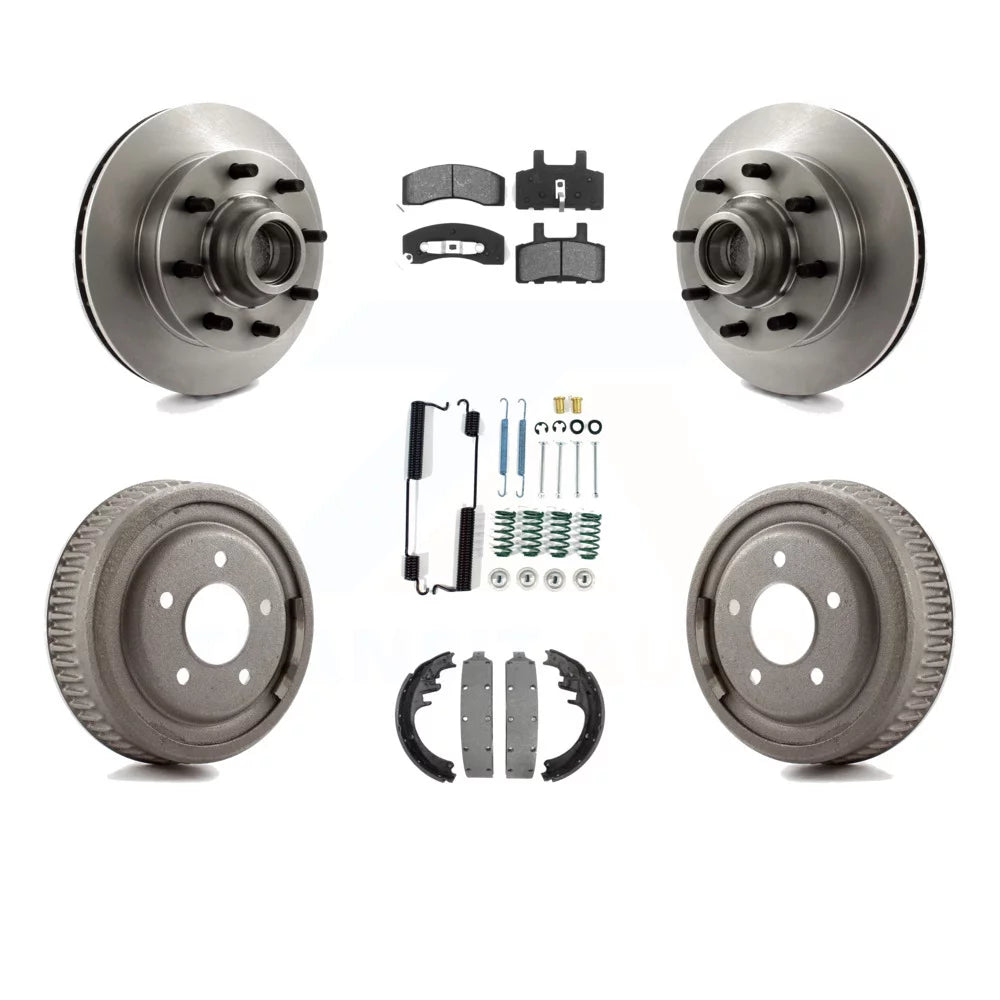 Transit Auto - Front Rear Disc Brake Rotors Hub Assembly Semi-Metallic Pads And Drum Kit (7Pc) For 1998-1999 Chevrolet C1500 Suburban DIESEL engine With 10 Diameter K8S-102834