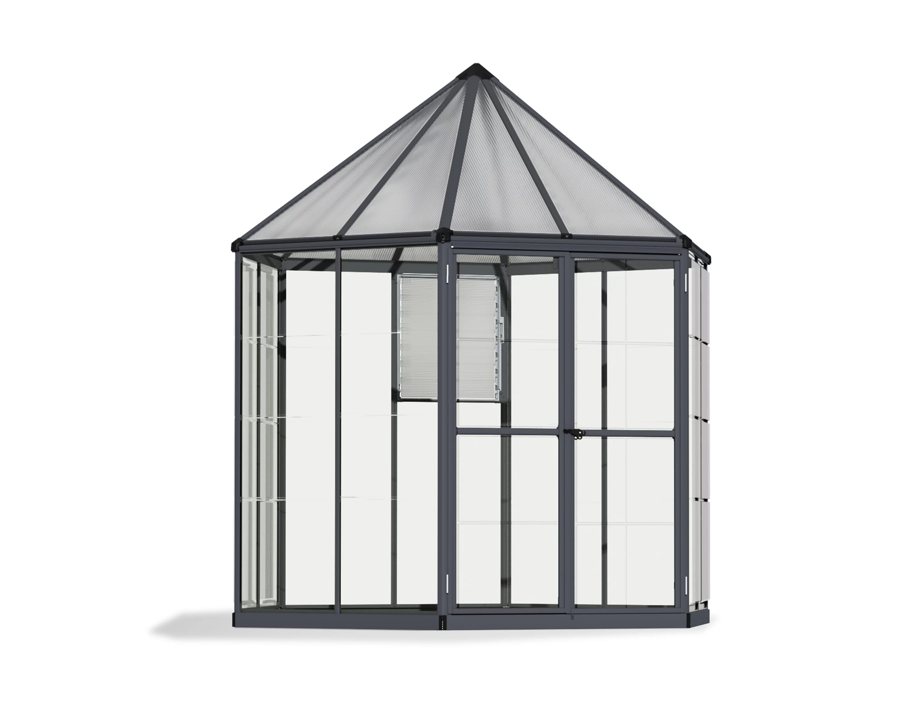 Palram - Canopia Oasis 7' x 8' Walk-In Hexagonal Greenhouse - Gray - with Louver Window