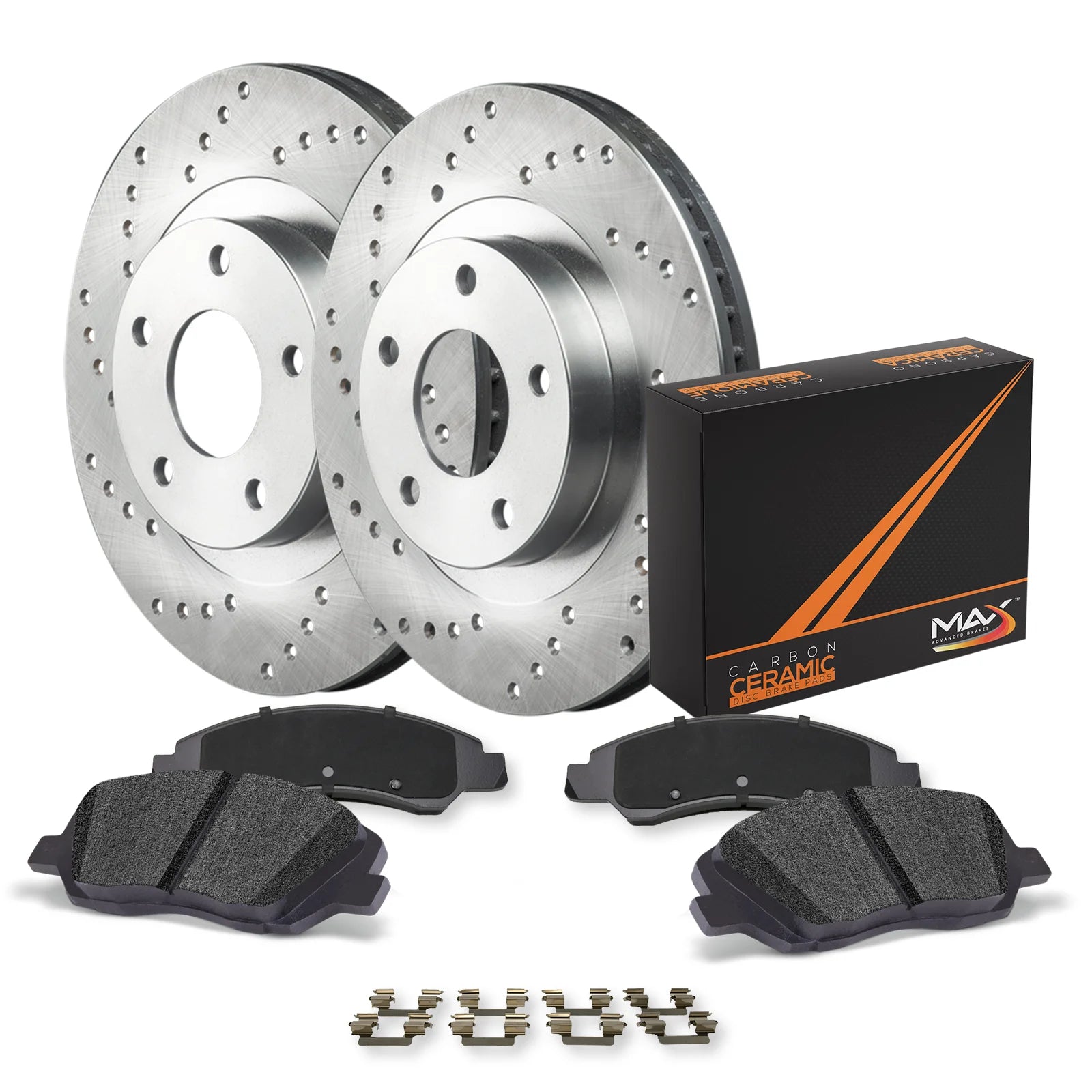 Max Advanced Brakes - Brake Kit for 2017 2018 2019 2020 Honda Civic Si Rear Replacement Cross Drilled Disc Brake Rotors and Ceramic Brake Pads