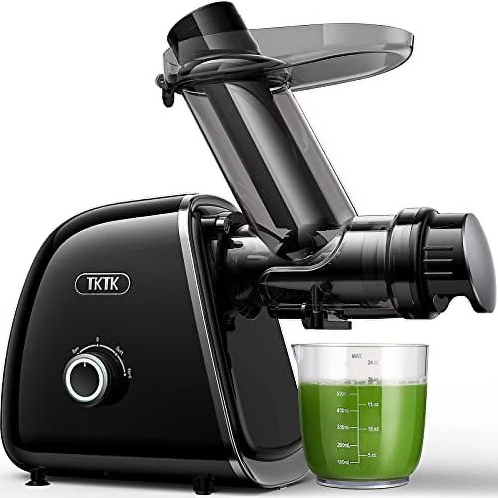 Slow Juicer, TKTK Multipurpose Masticating Juicer Extractor with Wide Feed Chute & 2-Speed Modes, Cold Press Juicer 92% Juicer Yield, Quiet Motor & Easy to Clean with Recipe for Fruits & Veg