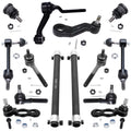 Detroit Axle - 14PC Front Steering Idler Arm Pitman Arm Adjusting Sleeve Inner and Outer Tie Rods Sway Bars Ball Joints Replacement for 1998-2002 Ford Crown Victoria Town Car Grand Marquis
