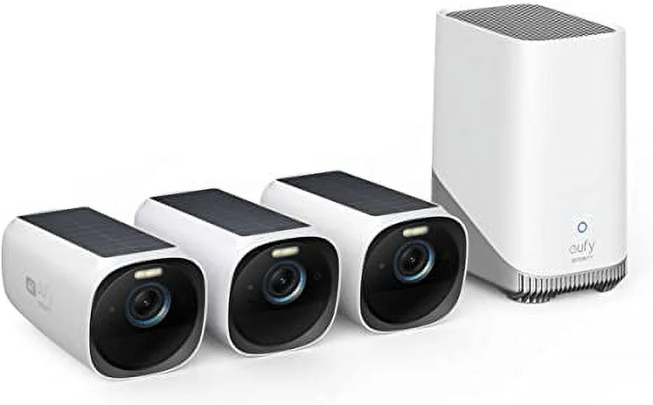 Anker eufy S330 eufyCam 3 3-Cam Kit 4K Outdoor Wireless Camera with Solar Panel, Forever Power
