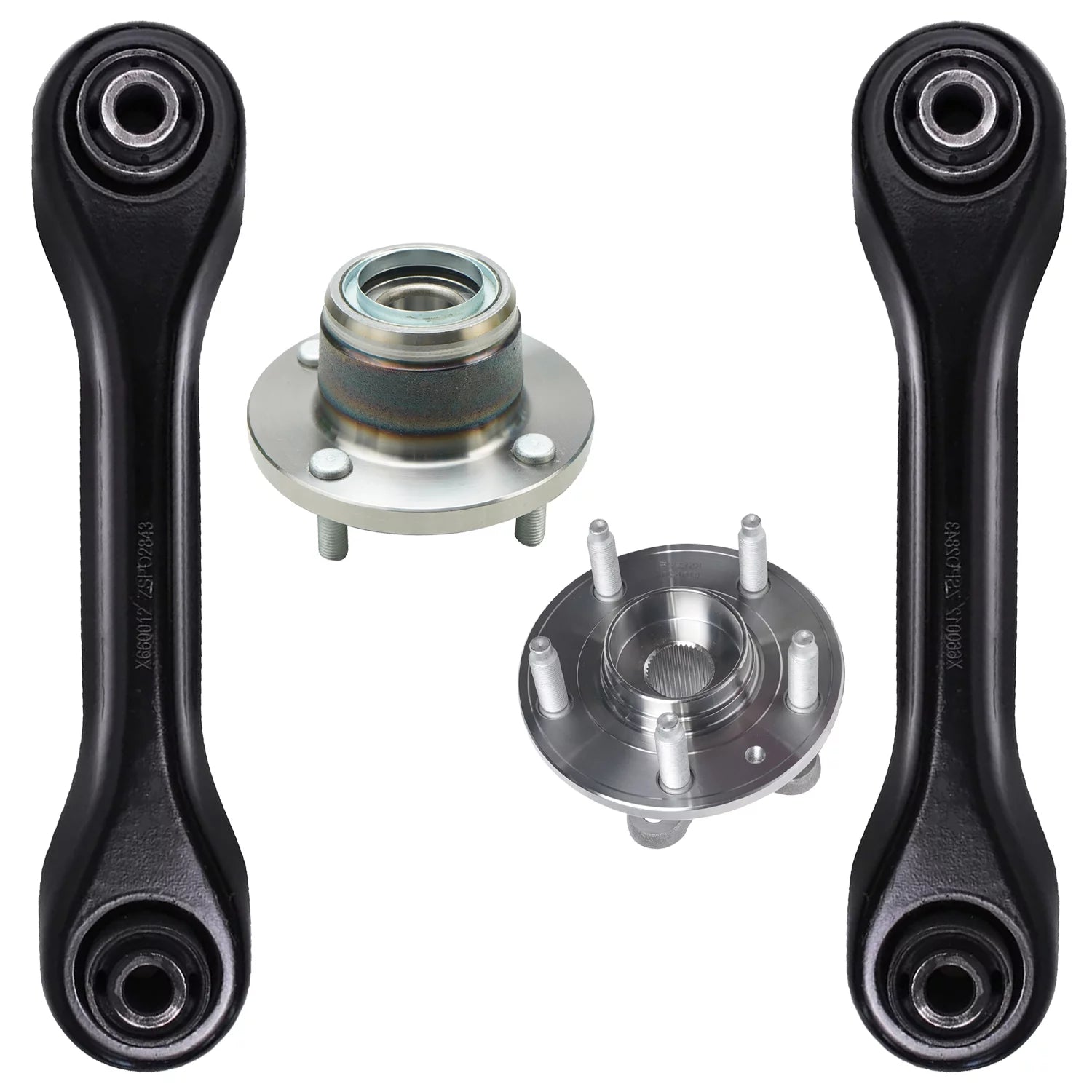 Detroit Axle - Rear Wheel Hub & Bearing + Lower Forward Control Arms Replacement for 00-09 Ford Focus [w/ Rear Disc ONLY] - 4pc Set Fits select: 2007 FORD FOCUS ZXW/S/SE/SES