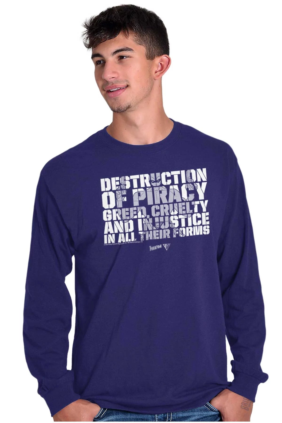 the Phantom Superhero Motto Long Sleeve TShirt Men Women Brisco Brands L