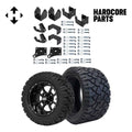 Hardcore Parts 4 Block Lift Kit for EZGO TXT (1994.5-2001.5) Electric Golf Cart with 12 Black 'Storm Trooper' Wheels and 20x10-12 STINGER On-Road/Off-Road DOT rated All-Terrain tires