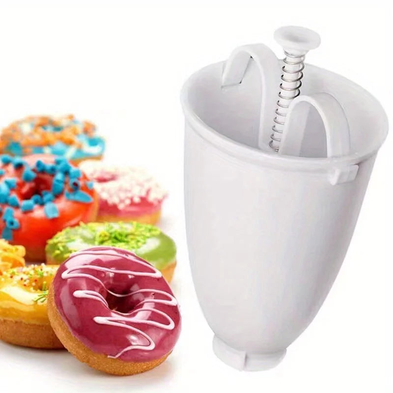1pc Donut Maker Manual Donut Maker Plastic Doughnut Machine Mold Biscuit Donut Maker Donut- Made Waffle Dispenser Donut Kitchen Pastry Making Bake Ware DIY Baking Tool