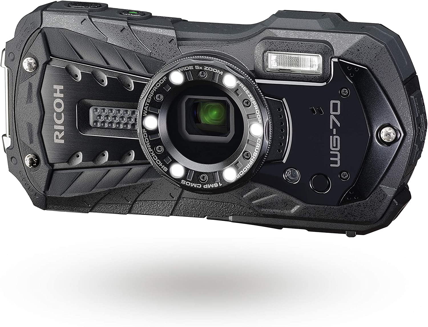 Ricoh WG-70 Black Waterproof Digital Camera 16MP (Black)
