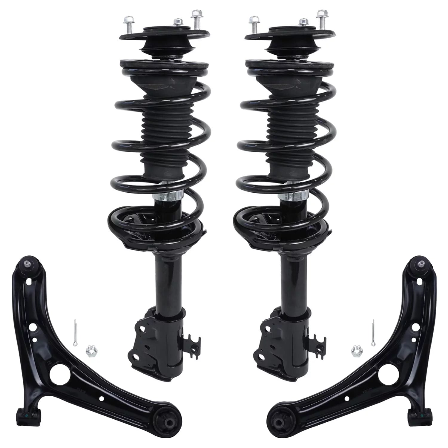Detroit Axle - 4PC Front Struts & Coil Springs and Lower Control Arms w/Ball Joint for 2000 2001 2002 2003 2004 2005 Toyota Echo