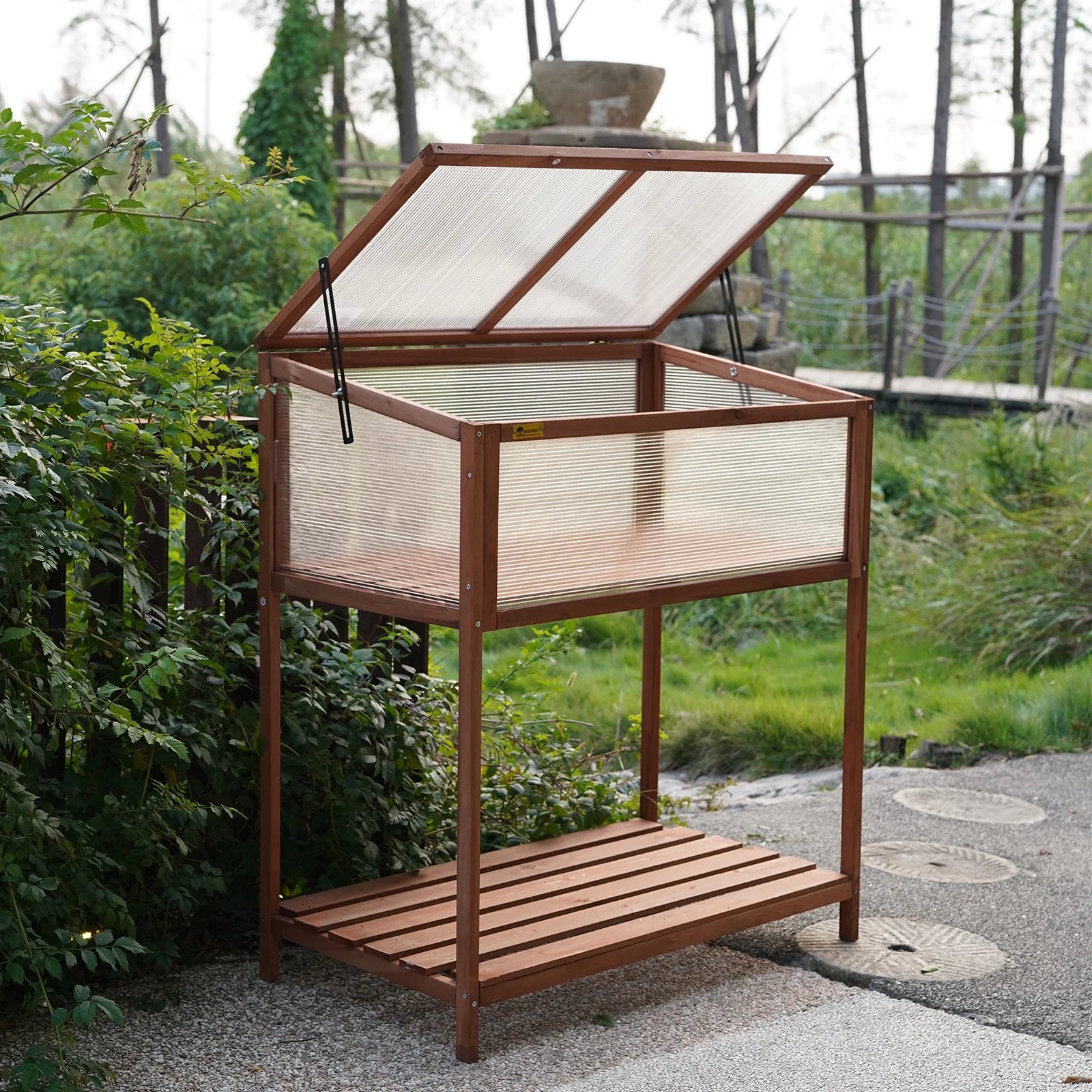 Wooden Greenhouse with Shelf Cold Frame Garden for Home Decor Patio Balcony