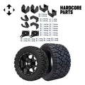 Hardcore Parts 4 Block Lift Kit for EZGO TXT (1994.5-2001.5) Electric Golf Cart with 12 Black 'Night Stalker' Wheels and 20x10-12 STINGER On-Road/Off-Road DOT rated All-Terrain tires