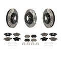 Transit Auto - Front Rear Coated Drilled Slotted Disc Brake Rotors And Ceramic Pads Kit For Volkswagen Tiguan Audi Q3 Limited Quattro KDC-100616