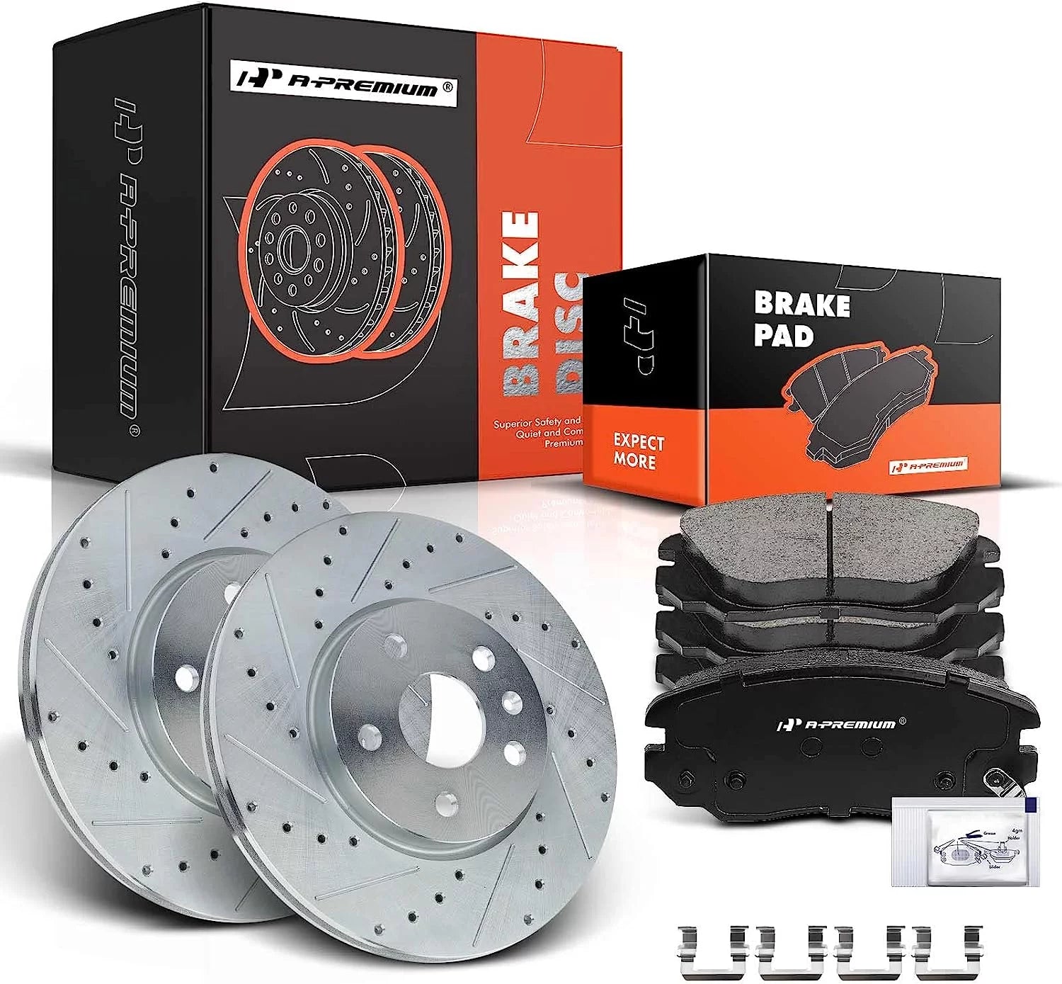 A-Premium 12.64 inch (321mm) Front Disc Brake Rotors + Ceramic Pads Kit Compatible with Select Chevy, Buick, Saab and GMC Models - 9-5, Equinox, Impala, Malibu (Limited), Allure, Lacrosse, Regal