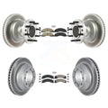 Transit Auto - Front Ceramic Rear Semi-Metallic Pads And Coated Disc Brake Rotors Hub Assembly Kit For Ford E-350 Super Duty Econoline With Dual Wheels KGA-105506