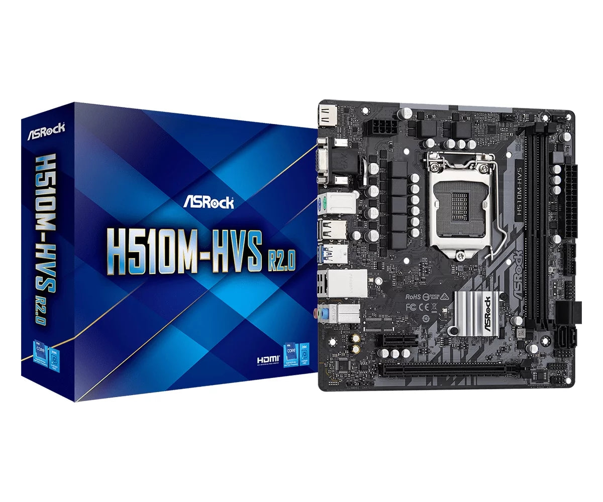Asrock H510M-HVS R2.0 Intel H510 LGA 1200 Micro ATX Motherboard