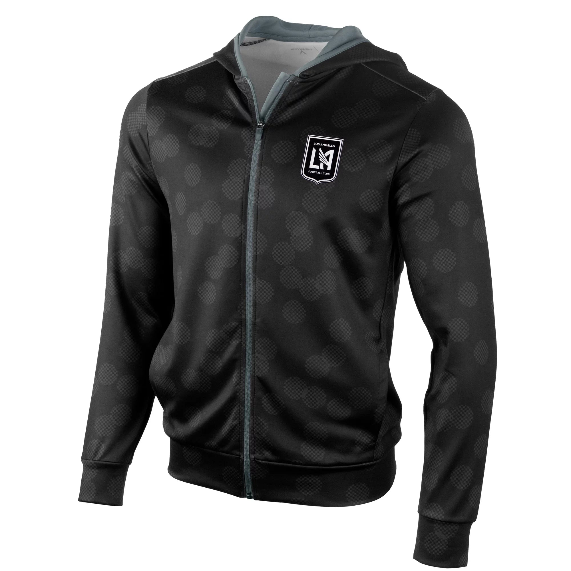 Men's Antigua Black LAFC Brushed Metallic Logo Phantom Full-Zip Hoodie