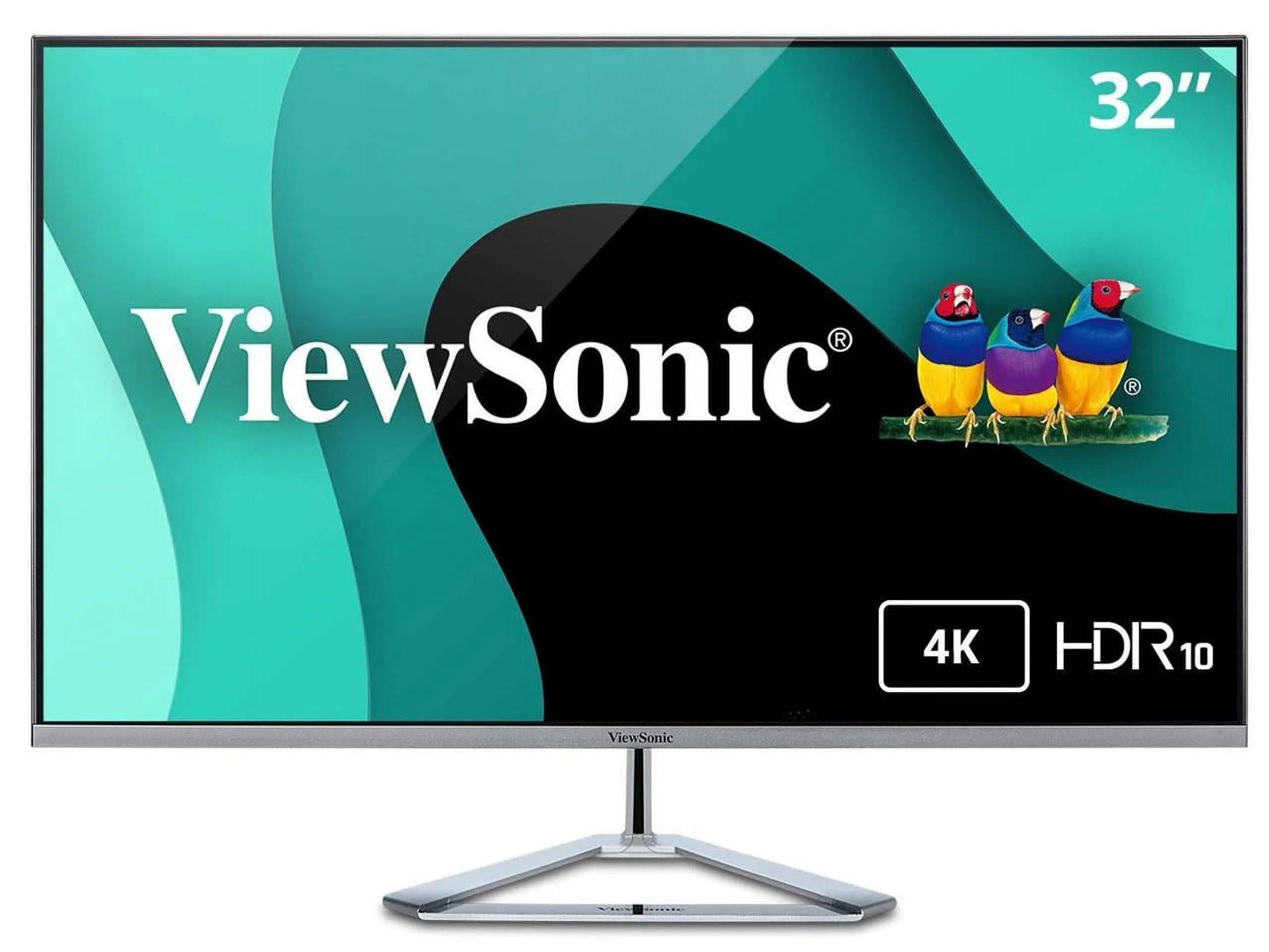 ViewSonic VX3276-4K-MHD 32 Inch Frameless IPS 4K UHD Monitor with HDR10 HDMI and DisplayPort for Home and Office