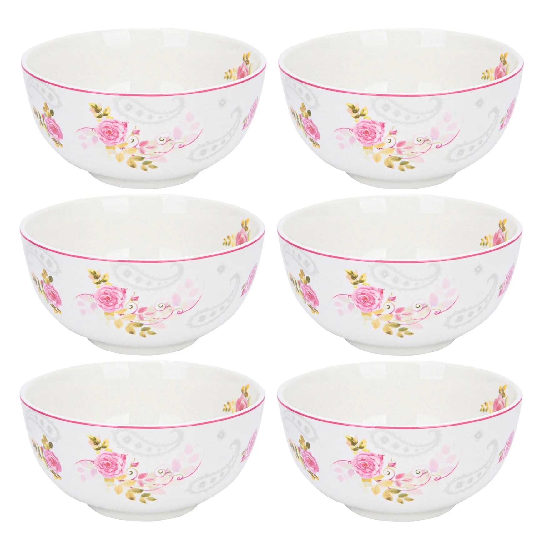 Serving Bowl 21.3 fl oz (630 ml) English Rose Cereal Bowl Set of 6 Mixing Bowl for Kitchen Candy Bowl